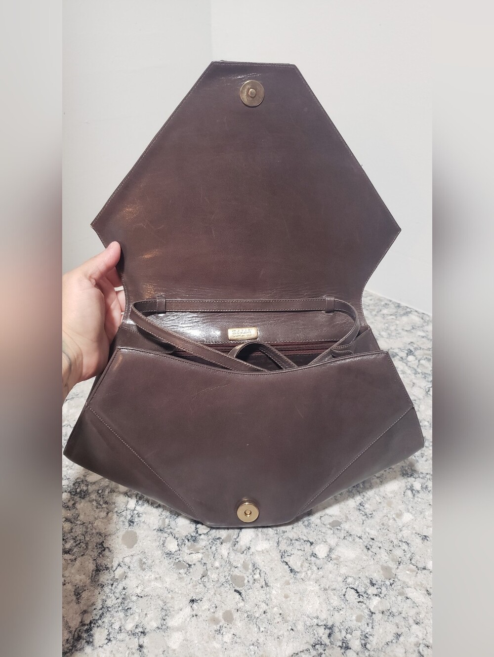 Bally Italy Vintage 1980s Structured Leather Shoulder Bag Clutch - Picture 7 of 12